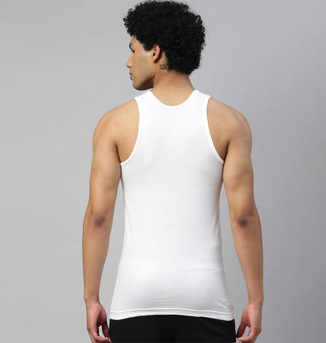 Men Pack Of 2 White Solid Pure Cotton Gym Vest